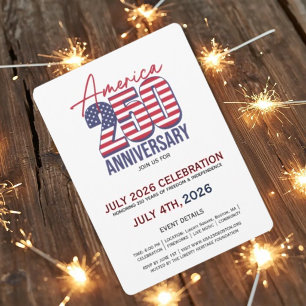 USA 250 Jubiläumsfeier. Einladung zur Jubiläumspar