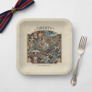 USA 250 Liberty Art Nouveau Muster Rahmen ID1302 Pappteller