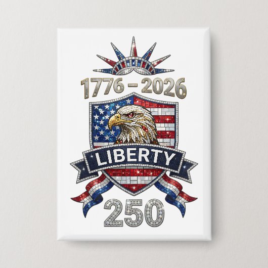 USA 250 Liberty Eagle 1776–2026 Rhinestone-Stil  Button (Vorderseite)