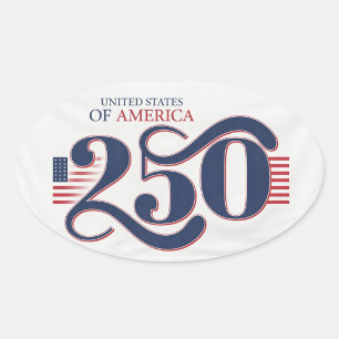 USA 250 Oval Patriotic Aufkleber 