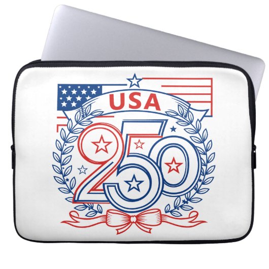 USA 250 Patriotic Anniversary Emblem Design Laptopschutzhülle (Vorderseite)