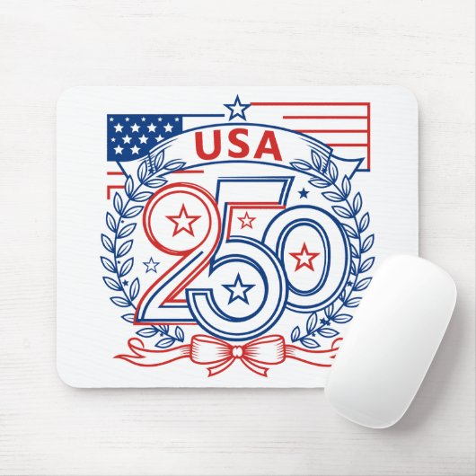 USA 250 Patriotic Anniversary Emblem Design Mousepad (Mit Mouse)