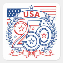USA 250 Patriotic Anniversary Emblem Design Quadratischer Aufkleber
