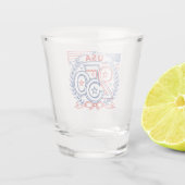 USA 250 Patriotic Anniversary Emblem Design Schnapsglas (Rückseite)