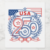 USA 250 Patriotic Anniversary Emblem Design Weinetikett (Einzelnes Label)