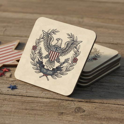 USA 250 Patriotic Eagle Heritage Motif Crm ID1299 Getränkeuntersetzer