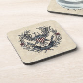 USA 250 Patriotic Eagle Heritage Motif Crm ID1299 Getränkeuntersetzer (Linke Seite)