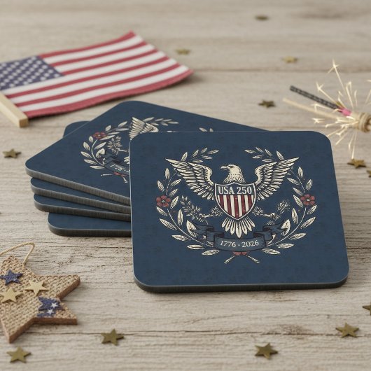 USA 250 Patriotic Eagle Heritage Motif Navy ID1299 Getränkeuntersetzer