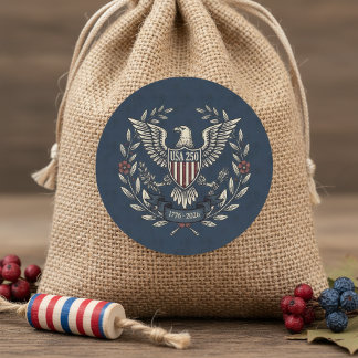 USA 250 Patriotic Eagle Heritage Motif Navy ID1299 Runder Aufkleber
