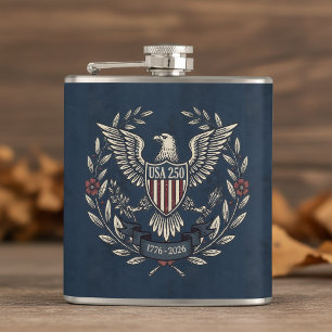 USA 250 Patriotic Eagle Heritage Motiv Navy ID1299 Flachmann