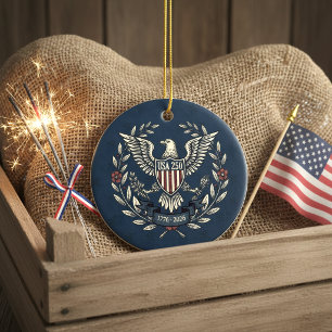 USA 250 Patriotic Eagle Heritage Motiv Navy ID1299 Keramik Ornament