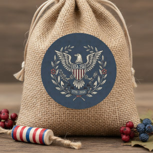 USA 250 Patriotic Eagle Heritage Motiv Navy ID1299 Runder Aufkleber