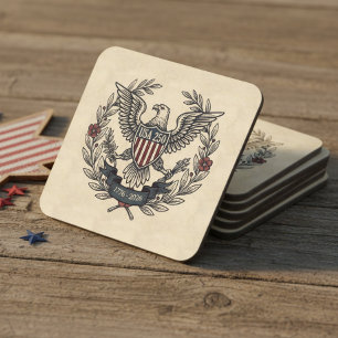 USA 250 Patriotischer Adler-Erbe-Motiv Crm ID1299 Getränkeuntersetzer