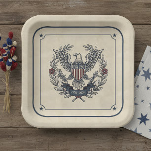 USA 250 Patriotischer Adler-Erbe-Motiv Crm ID1299 Pappteller
