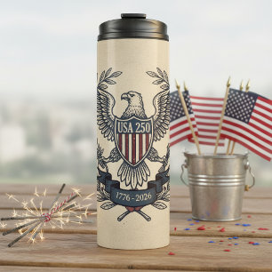 USA 250 Patriotischer Adler-Erbe-Motiv Crm ID1299 Thermosbecher