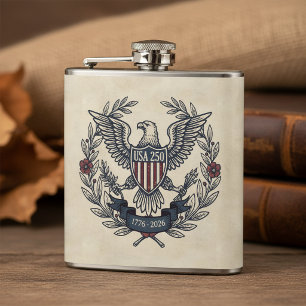 USA 250 Patriotischer Adler Heritage-Motiv Crm ID1 Flachmann