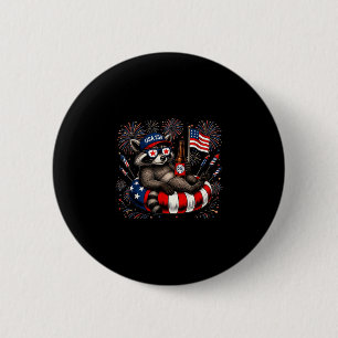 Usa 250 patriotischer Waschbär trinkt Bier Sonnenb Button