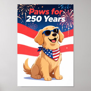 USA 250 Pfoten für 250 Jahre Lustiger Hund Patriot Poster