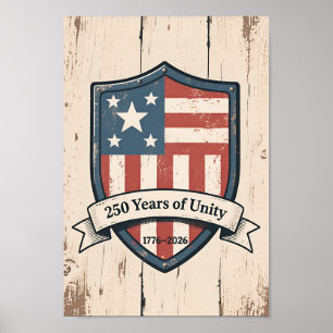 USA 250 Rustik-Abzeichen 1776–2026 Patriotisch Poster