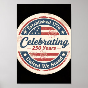 USA 250 Vintage-Abzeichen 1776–2026 Patriotisch Poster