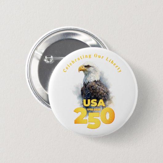 USA 250: Watercolor Bald Eagle & Gold Button (Vorne & Hinten)