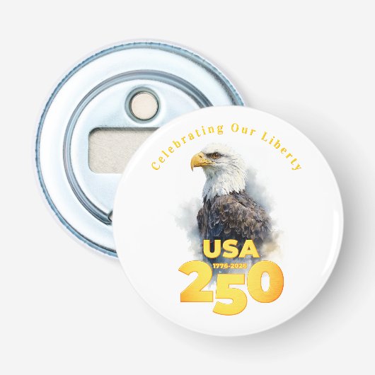 USA 250: Watercolor Bald Eagle & Gold Flaschenöffner (Vorderseite)