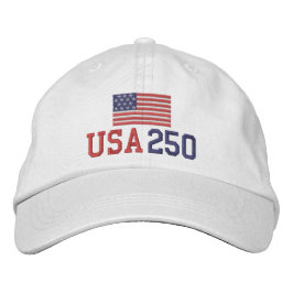USA 250 - with American Flag Bestickte Baseballkappe