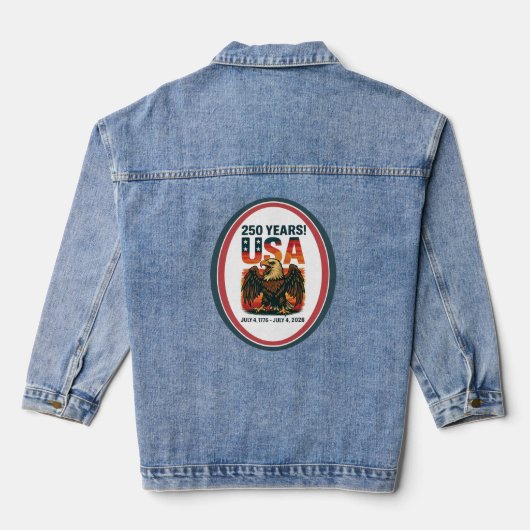 USA 250 Years – Patriotic Bald Eagle July 4th 2026 Jeansjacke (Rückseite)