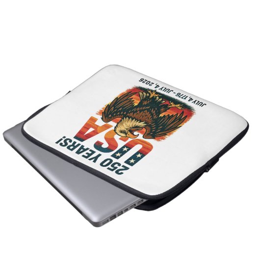 USA 250 Years – Patriotic Bald Eagle July 4th 2026 Laptopschutzhülle (Vorne Knopf)