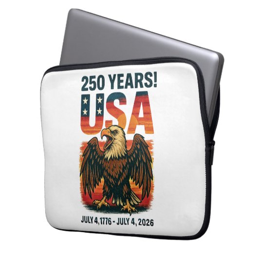 USA 250 Years – Patriotic Bald Eagle July 4th 2026 Laptopschutzhülle (Vorderseite Links)