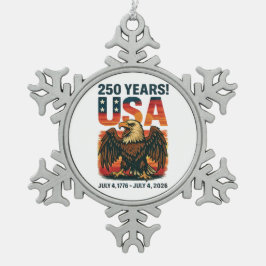 USA 250 Years – Patriotic Bald Eagle July 4th 2026 Schneeflocken Zinn-Ornament