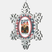 USA 250 Years – Patriotic Bald Eagle July 4th 2026 Schneeflocken Zinn-Ornament (Rechts)