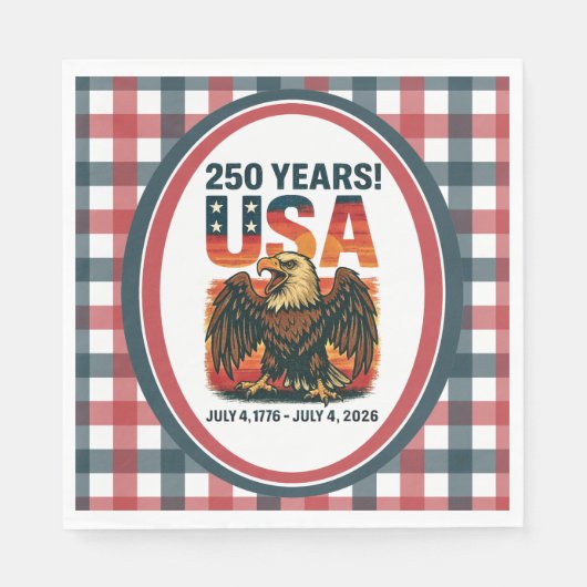 USA 250 Years – Patriotic Bald Eagle July 4th 2026 Serviette (Vorderseite)