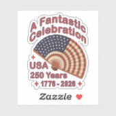 USA 250 Years Patriotic Fan Design – 1776-2026 Aufkleber (Blatt)
