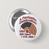 USA 250 Years Patriotic Fan Design – 1776-2026  Button (Vorne & Hinten)