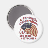 USA 250 Years Patriotic Fan Design – 1776-2026 Magnet (Vorderseite/Rückseite)