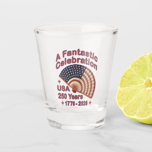 USA 250 Years Patriotic Fan Design – 1776-2026  Schnapsglas (Vorderseite)