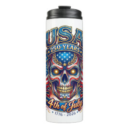 USA 250 Years Patriotic Skull 4th of July Thermosbecher