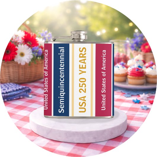 USA 250 Years Semiquincentennial Patriotic Stripes Flachmann