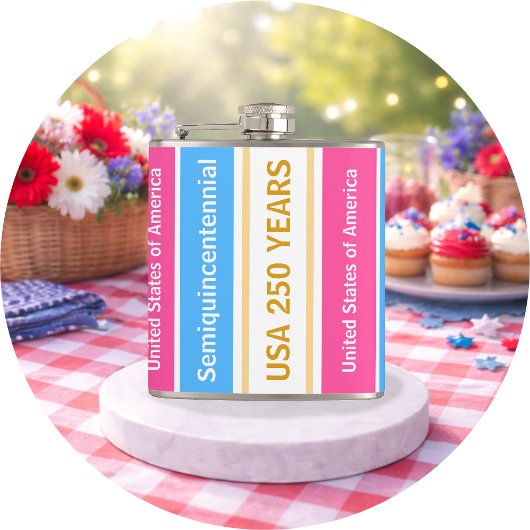 USA 250 Years Semiquincentennial Patriotic Stripes Flachmann