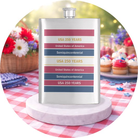 USA 250 Years Semiquincentennial Patriotic Stripes Flachmann
