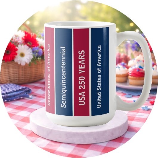 USA 250 Years Semiquincentennial Patriotic Stripes Kaffeetasse