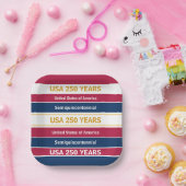 USA 250 Years Semiquincentennial Patriotic Stripes Pappteller (Party)