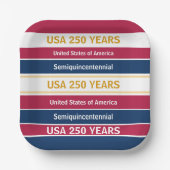 USA 250 Years Semiquincentennial Patriotic Stripes Pappteller (Vorderseite)
