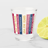 USA 250 Years Semiquincentennial Patriotic Stripes Schnapsglas (Vorderseite)