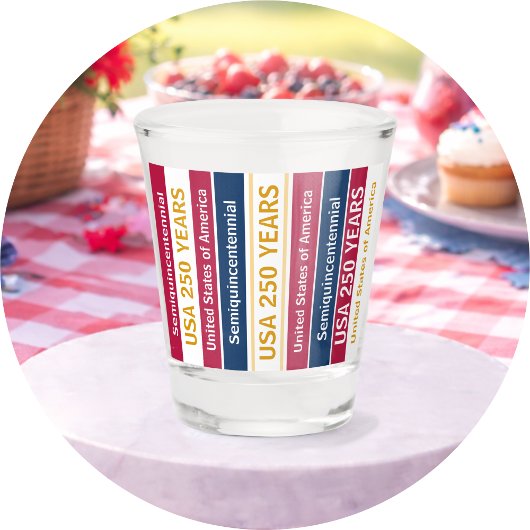USA 250 Years Semiquincentennial Patriotic Stripes Schnapsglas