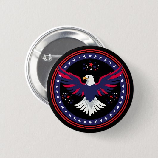 USA 250th 4th July Vintage Bald Eagle Button (Vorne & Hinten)