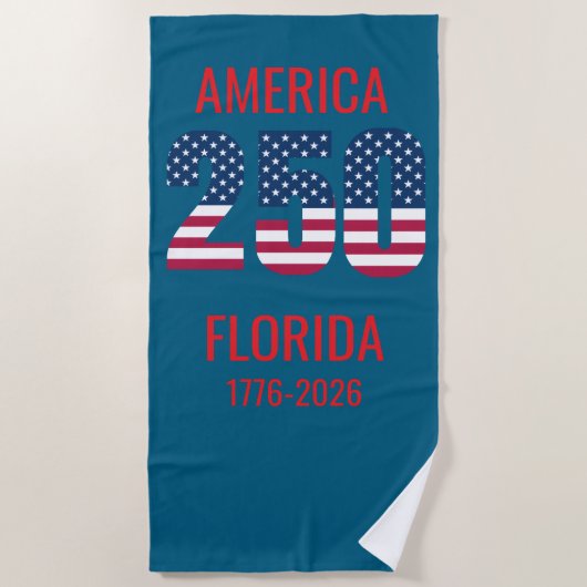 USA 250th Anniversary Florida Stars Stripes Beach Strandtuch (Vorderseite)
