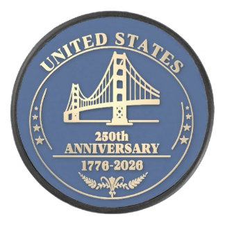 USA 250th Anniversary Golden Gate Gold design  Eishockey Puck