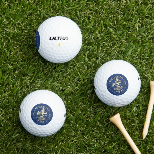USA 250th Anniversary Golden Gate Gold design Golfball (Insitu Gras)